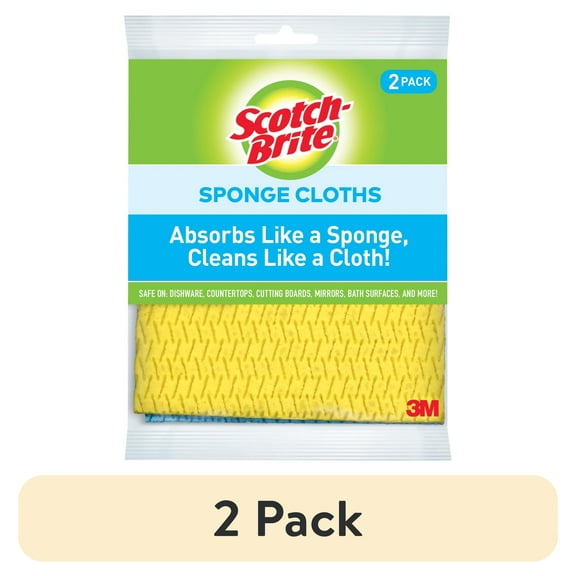 (2 pack) Scotch-Brite Sponge Cloth, Alternative to Towels, Multicolor, 2 Clothes