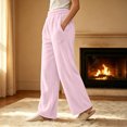 thumbnail image 4 of ClodeEU Women's Elastic Waist Fleece Wide Leg Lounge Pants ,Warm Winter Homewear Sleep Bottoms With Pockets ,Women's Plus S, 4 of 5
