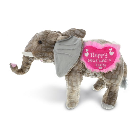 DolliBu Happy Mother's Day Wild Collection Plush Grey Elephant - Cute Stuffed Animal Present With Pink Heart Message for Best Mommy, Grandma, Wife, Daughter - Cute Wild Life Plush Toy Gift - 10" Inch
