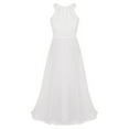 thumbnail image 2 of Runhomal Kids Chiffon Sleeveless Floral Lace Flower Girls Dress Wedding Birthday Party Pageant Maxi White 14, 2 of 6