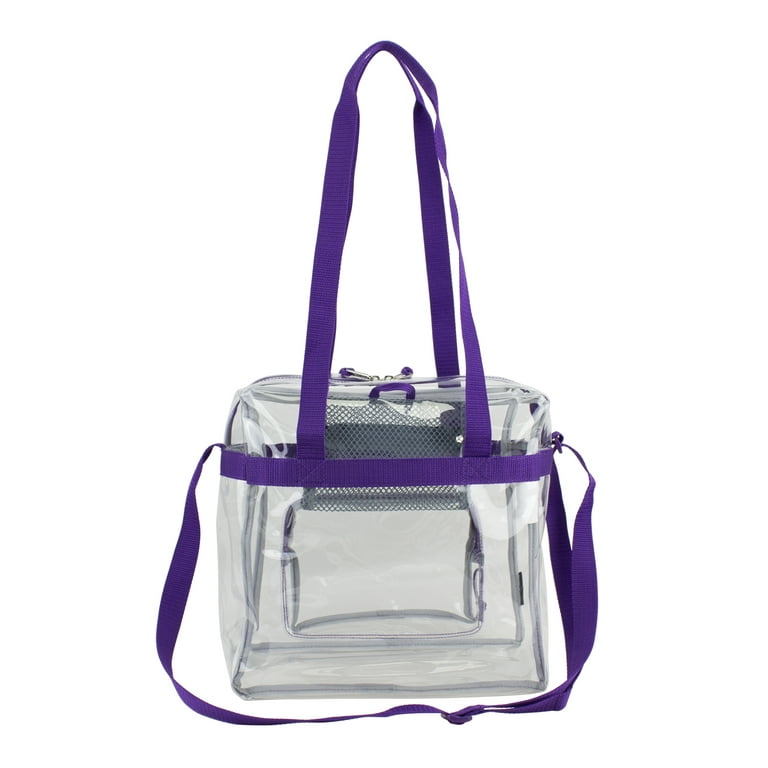 Purple Clear Jelly Tote Bag Zip Transparent Large Tote Purse for Beach