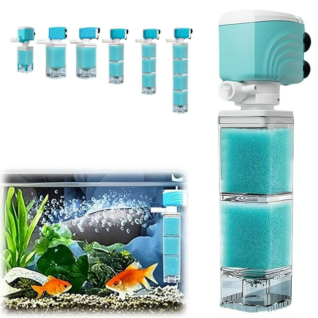Bowayaoa Automatic Aquarium Filter, Submersible Multi-Layer Filter Pump with Oxygenation, Waste Extraction, Backflow Prevention, Adjustable Water Flow, Low Noise High Efficiency