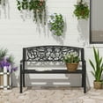 thumbnail image 2 of 50" Outdoor Metal Bench, Spacious Patio Bench for Backyard, Garden, or Porch Black Color, 2 of 9
