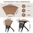 thumbnail image 2 of 6PCS Folding Sector-shaped Conference Table with Wheels dia 70.9in Walnut, Foldable Mobile Training Tables for Office Classroom (HTSX ), 2 of 7