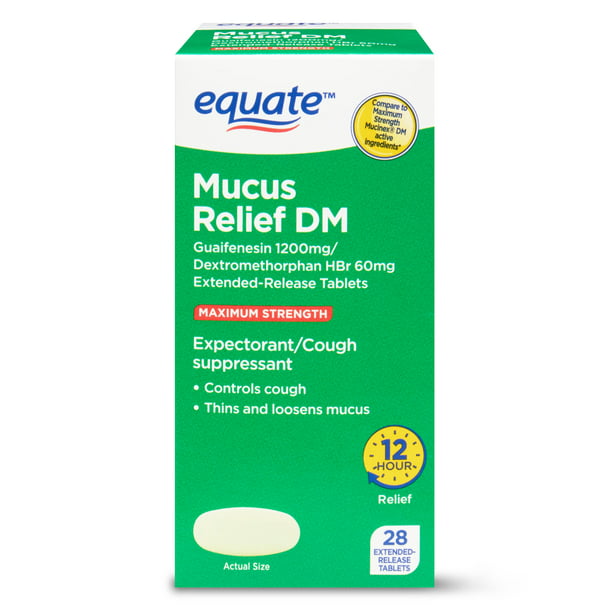 Equate Maximum Strength Mucus Relief DM Tablets, 28 Count