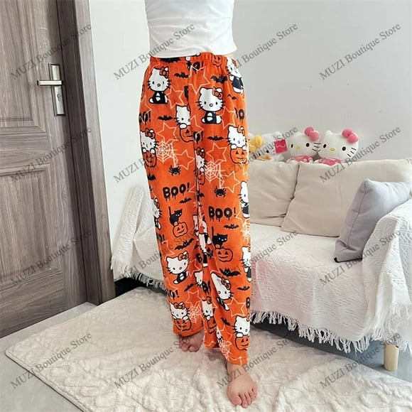 Noël Sanrio Hello Kitty Pyjama Pantalon Dessin Animé Tissu Doux Chaud Mode Femmes Home Pantalons Kawaii Filles Pantalons Cadeaux de Vacances