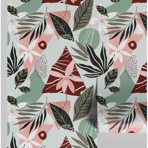 S4Sassy Modern Abstract Floral Wallpaper - Green Wall Covering, 25" x 120" Self-Adhesive Vinyl Walls Paper, Decorative Walls Wrap, Easy DIY Wall Covering For Bedroom, Cabinets, Living Spaces