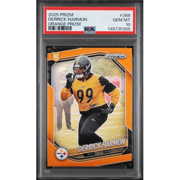 Graded 2205 Panini Prizm Derrick Harmon #368 Orange Prizm /249 Rookie RC Football Card PSA 10 Gem Mint