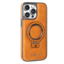 TECH CIRCLE for iPhone 16 Pro (2024) 6.3" PU Leather Case with Built-in Kickstand, Hands-free Viewing in Landscape/Portrait Modes, Compatible with MagSafe, Shockproof Protective Cover, Brown
