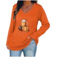 thumbnail image 2 of Jsaierl Womens Halloween Shirts Funny Pumpkin Ghost Graphic Tees Work V Neck T-shirt Long Sleeve Tunic Blouse Tops Halloween Costumes, 2 of 4