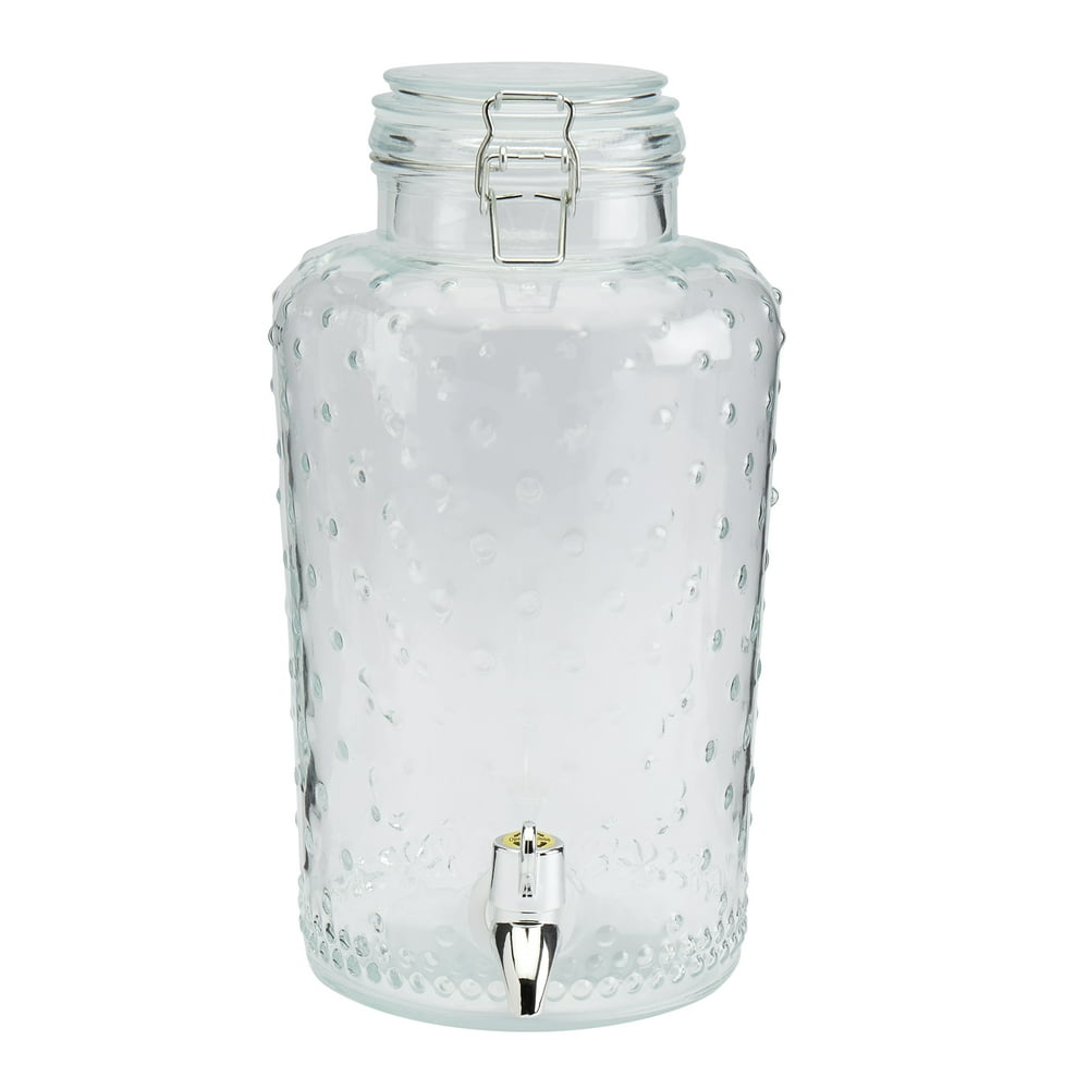 Mason Craft & More 3.5L Clear Glass Hobnail Drink Dispenser with Clamp