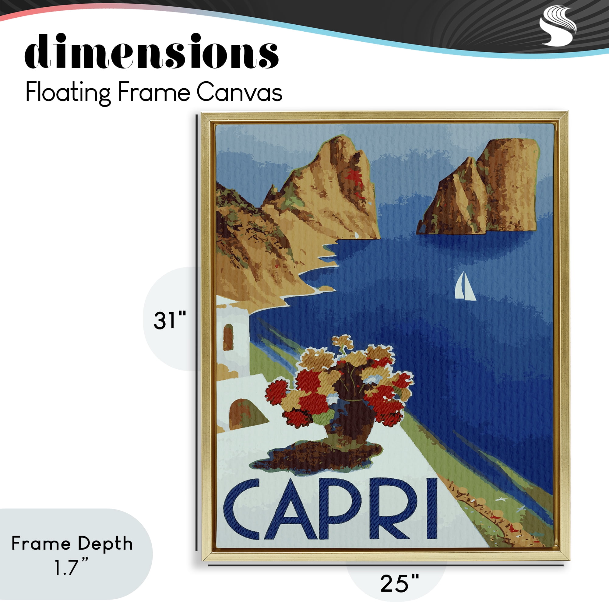 Stupell Industries Capri Island Cliffs Gold Framed Floater Canvas Wall Art, design by Lil' Rue