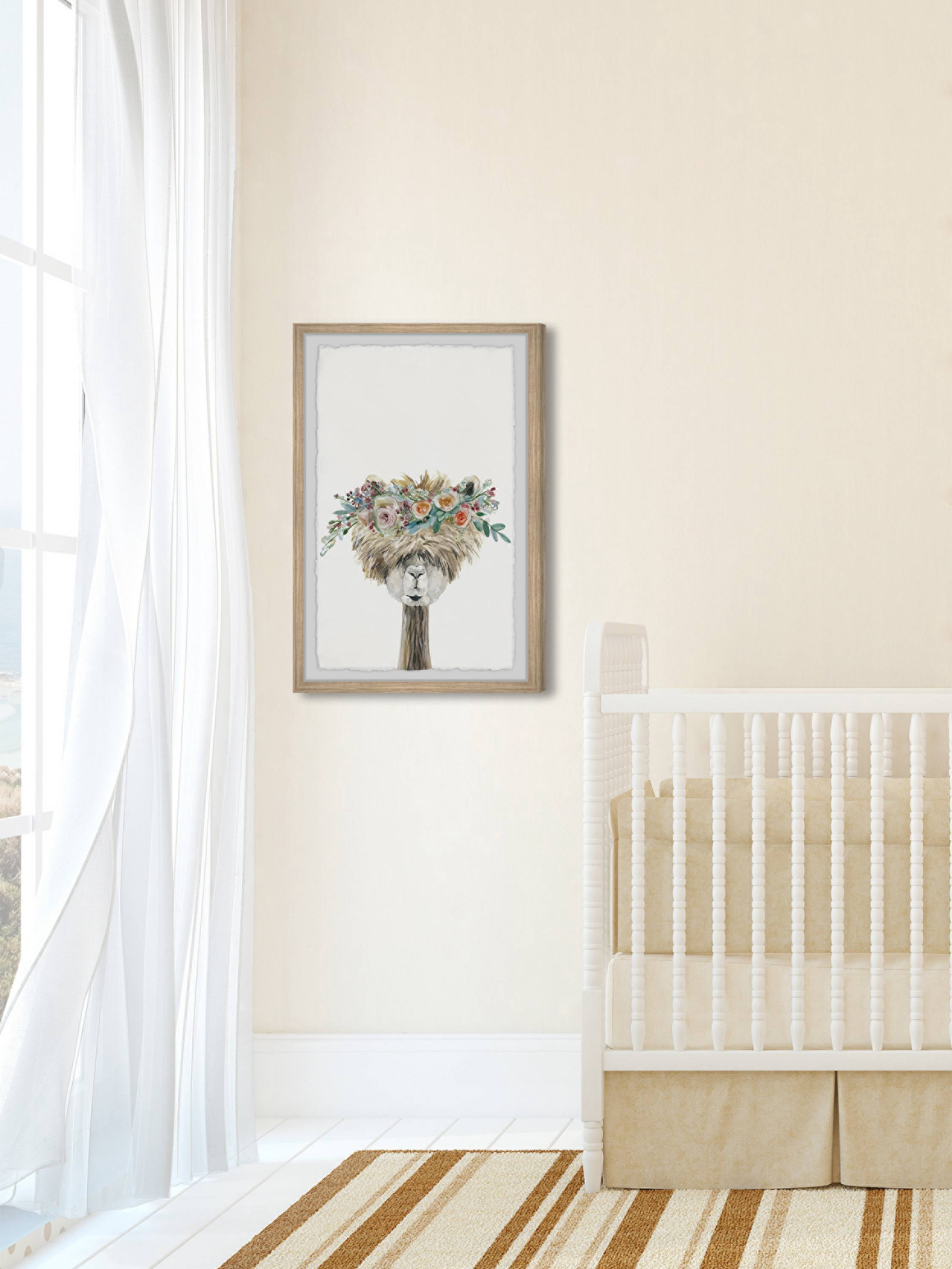 Marmont Hill Laid-back Flower Crowned Llama Framed Wall Art