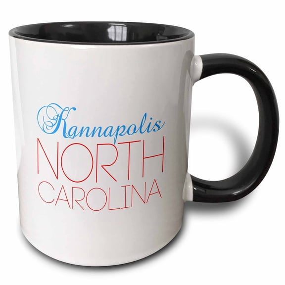 3drose, Kannapolis, North Carolina, Red, Blue Text. Patriotic Home Town Gift, 11oz Two-tone Black Mug