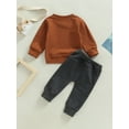 thumbnail image 4 of Bagilaanoe 2Pcs Toddler Baby Boy Long Pants Set Letter Print Long Sleeve Sweatshirt Pullover Tops+ Trousers 3M 6M 12M 18M 24M 3T Kids Casual Sweatsuit, 4 of 9
