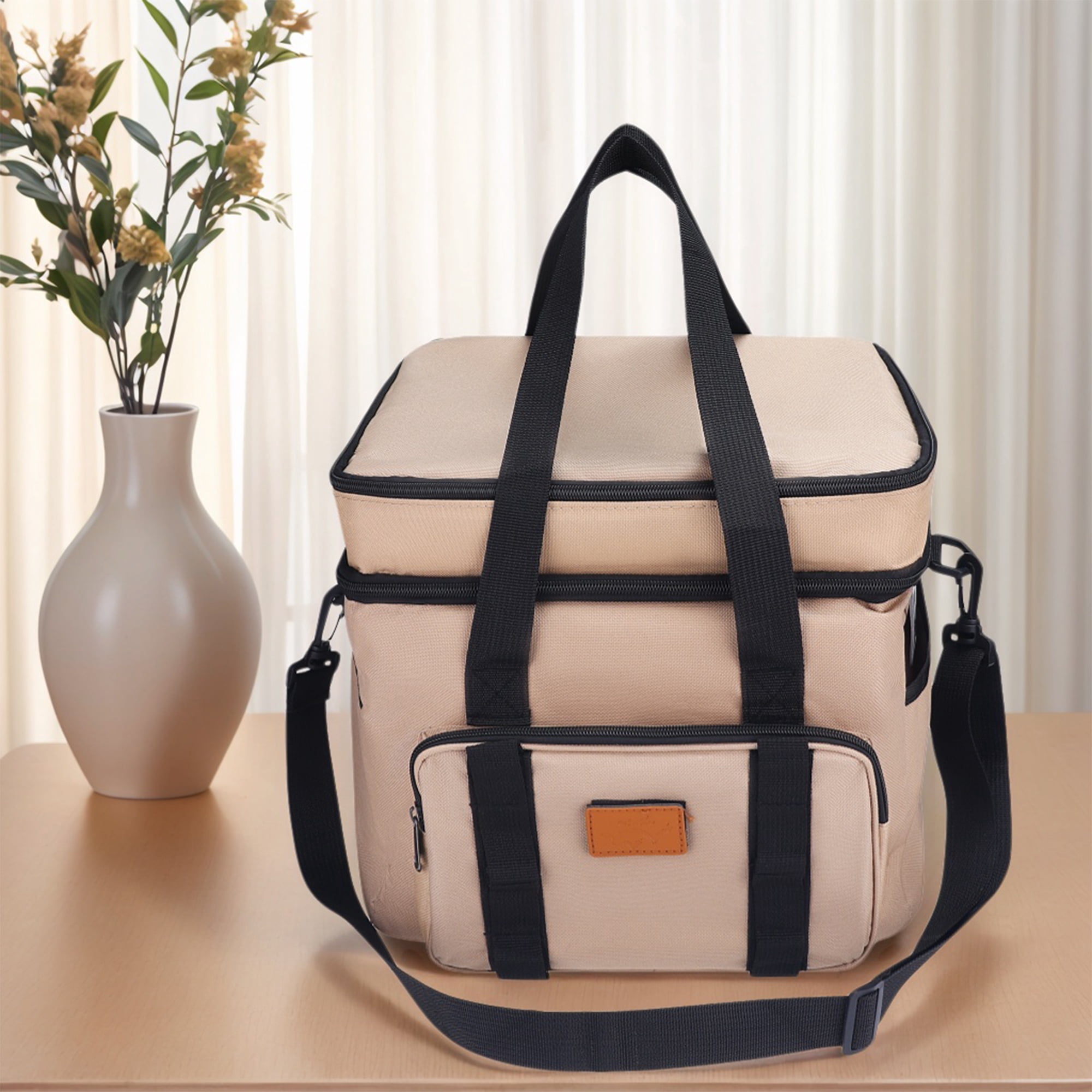 Unique Bargains Reusable Leakproof Lunch Bag for Office, Beach Khaki