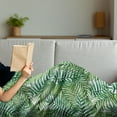 thumbnail image 3 of Leaf Soft Flannel Fleece Throw Blanket, Watercolor Print Botanical Wild Palm Trees Leaves Ombre Design Image Exotic Jungle, Cozy Plush for Indoor and Outdoor Use, 60" x 80", Green White, by Ambesonne, 3 of 5