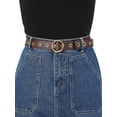 thumbnail image 6 of INSPIRE CHIC Women's Faux Leather Grommet Belt Single Prong Pin Buckle Studded Waist Belt for Jeans 104cm/40.94" Black & Coffee, 6 of 7