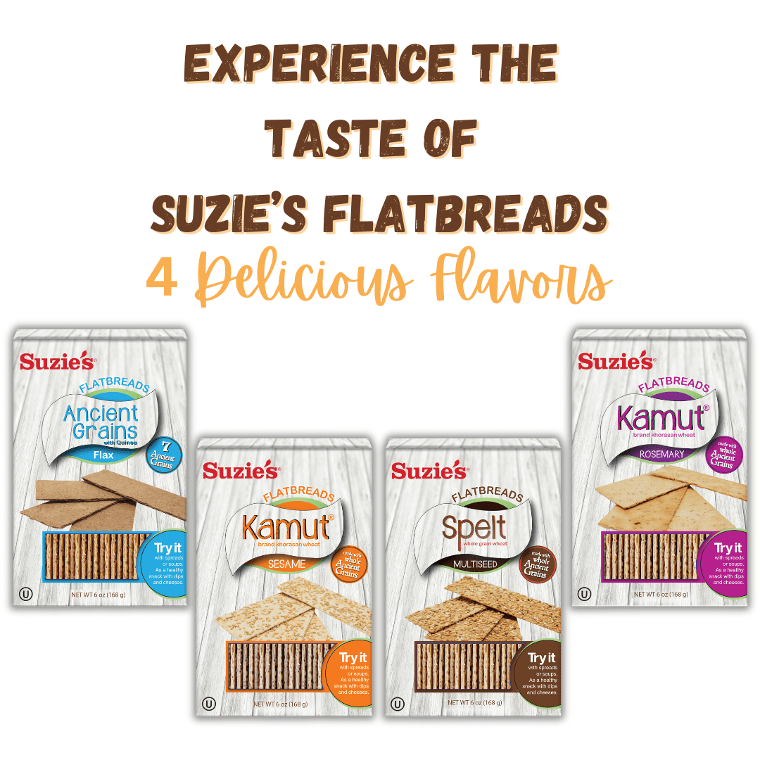 Suzie's Spelt Multi-seed Flatbread Crackers| Pack of 6 | Low-Fat & Vegan, Kosher, Whoelgrain | Healthy Snack Option | 4.6 oz each