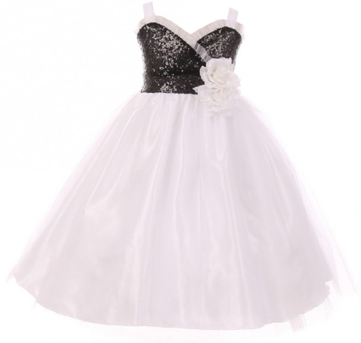 Little Girls Dress Sequins Ruffle Trim Layered Tulle Pageant Party