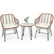 thumbnail image 4 of Costway Juego de 3 Piezas Muebles de Mimbre de Bistro de Conversación de Patio Mesa Redonda de Vidrio 2 Sillones Cojines para Jardín Piscina, 4 of 7