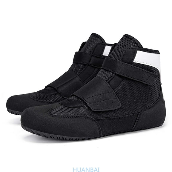 HUANBAI Youthful High Top Training Sneakers For Boys Rugged Grip Wrestling And Boxing Style Shoes For Competition And Practice ,(9-9.5 Years Black) Size ,1
