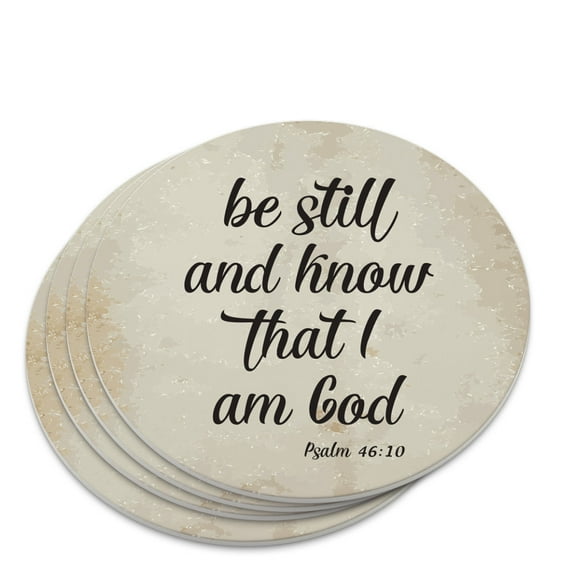 Be Still and Know that I am God Psalm Inspirational Christian Novelty Coaster Set