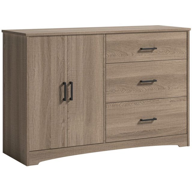 Pemberly Row Commode de Chambre Transitionnelle à 3 Tiroirs en Bois Manufacturé Chêne