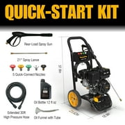 Poulan Pro Gas Pressure Washer, 3100 PSI & 2.5 GPM, 212cc 4-Cycle High Pressure Washer with 30ft Hose and 10-inch Wheels, 21 Spray Lance, 5 Nozzles for Cars Driveways Patios Fences Daily Cleaning