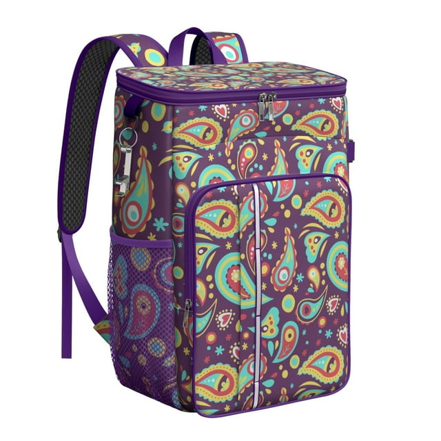 Colorful Ethnic Cooler Backpack - 20L Insulated Lunch Bag with Exotic Abstract Pattern, Lightweight & Durable for Camping, Beach & Road Trips