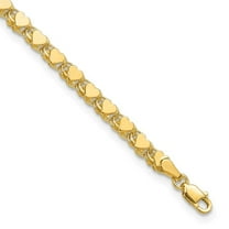 Auriga 14k Yellow Gold Polished Double-Sided Heart 8inch Bracelet for Women