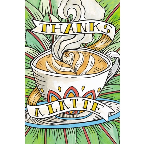 Tree-Free Greetings Thank You Greeting Card 12 Pack, 4x6, Thanks a Latte (TK30405)
