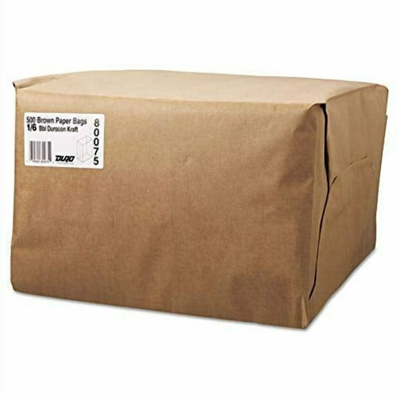 General Grocery Paper Bags, 52 lb Capacity, 1/6 BBL, 12" x 7" x 17", Kraft, 500 Bags,