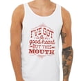 thumbnail image 2 of I've Got a Good Heart but This Mouth Tank Top Unisex Large White, 2 of 5