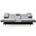 thumbnail image 5 of Futon Sofa Bed, Modern Linen Upholstered Convertible Sleeper Sofa Bed with Metal Legs and 2 Cup Holders, Folding Sleeper Couch with Removable Armrests for Living Room Bedroom, Light Gray, 5 of 7