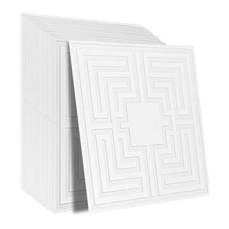 KFFKFF Ceiling Panels Drop In Ceiling Tiles Bundle of 12 24x24 inch PVC Premium Sheets Echo Pattern Waterproof Moisture Resistant White (12 count)