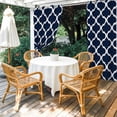 thumbnail image 3 of Outdoor Curtains for Patio Waterproof Geometric Morocco Pattern Indoor/Outdoor Curtain Tiebacks Navy Blue Abstract Privacy Sun Block Grommet Drapes for Pergolas Gazebo Porch 2 Panel 54x108 Inch, 3 of 9