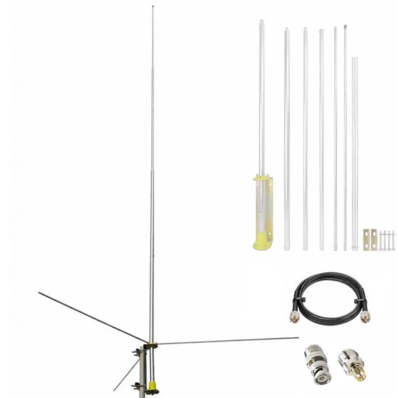 5.2meters 27MHz CB Base Antenna Ham Radio Base Station Antennas Kit with 10meter Cable PL-259 BNC for Home Cobra Uniden Bearcat Mobile Ham CB Two Way Radio