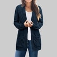 thumbnail image 2 of ChaoHeng Jackets for Women Plus Size Long Sleeve Coat Jacket Fashion,Women's Fashion Solid Loose Long Sleeves Blouse Cardigan Coat(Navy,XL), 2 of 6