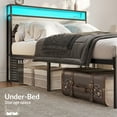 thumbnail image 6 of BELLEZE FULL SIZE Sturdy Metal Bed Frame with 2-Tier Storage Headboard, Remote Control LED Light and Charging Station, No Box Spring Needed, Noise Free - Brent, 6 of 7