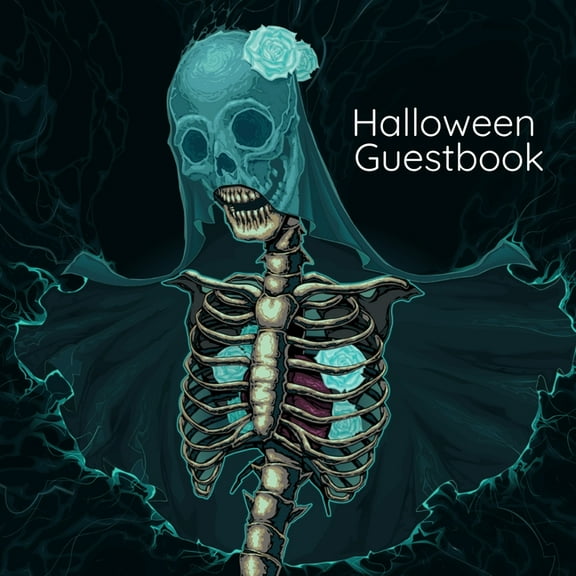 Halloween Guestbook: Gothic Wedding Guest Book For Bride And Groom - Black Themed Notebook for Adults - 8.5 " x 8.5, (Paperback)
