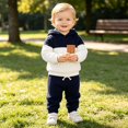 thumbnail image 6 of WhouRiu Boys Casual Ribbed Knit Outfits Autumn Cozy Pullover Hoodies And Pants Sets Baby Clothes, 6 of 9