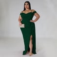thumbnail image 2 of AURA Women Sexy V Neck High Slit Maxi Dress Spaghetti Strap Ruffle Party Club Dress, 2 of 7