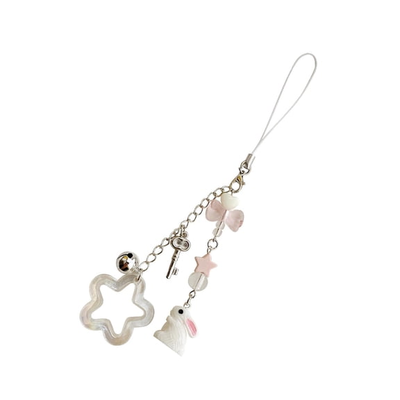 Sweet Star Rabbits Bead Pendant Phone Charm Chain Strap Bag Decoration Lanyard