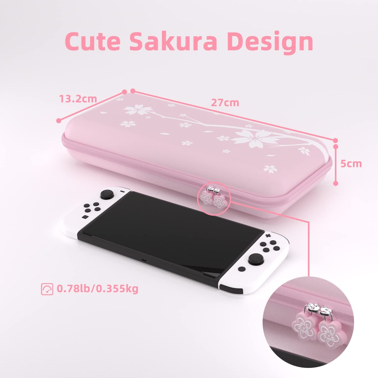 Mytrix Pink Cherry Blossoms 4 in 1 Carrying Case Bundle for Nintendo Switch  OLED and Accessories, with Portable Hard Shell Travel Bag/Sakura Skin 