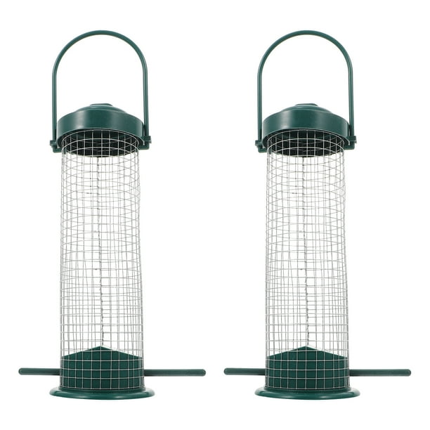 2 comederos colgantes para pájaros, herramienta de alimentación para pájaros silvestres al aire libre, comedero metálico para pájaros.