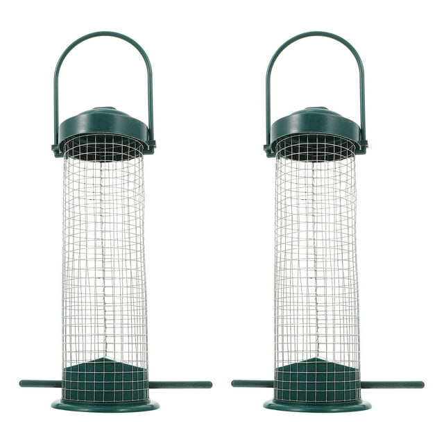 2 comederos colgantes para pájaros, herramienta de alimentación para pájaros silvestres al aire libre, comedero metálico para pájaros.