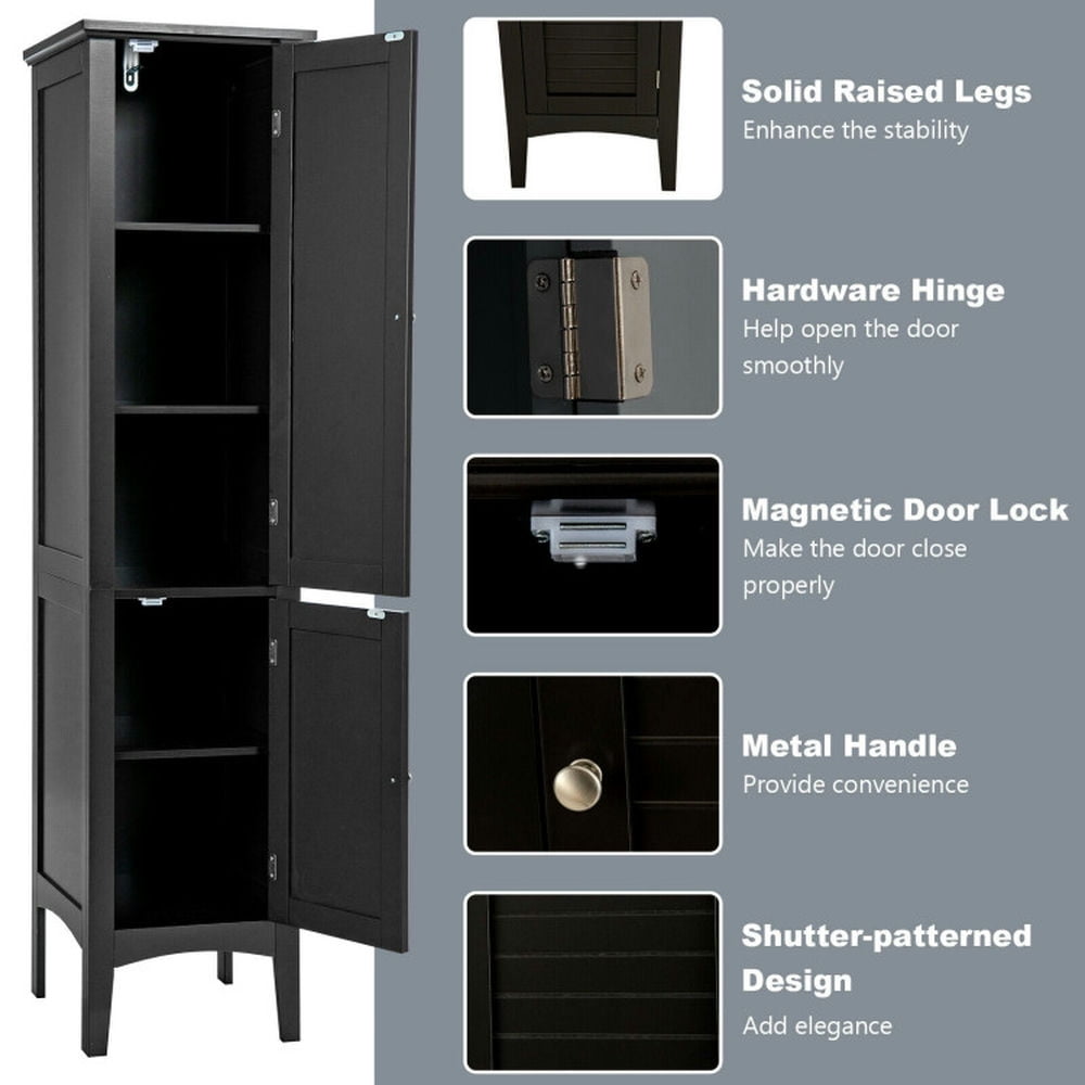 Finihen Bathroom Storage Cabinet, Bathroom Floor Cabinet, Freestanding Bathroom Storage Cabinet for Kitchen and Living Room, for Bathroom, Living Room, Bedroom, Kitchen, Black Finihen Bathroom Storage Cabinet, Bathroom Floor Cabinet, Freestanding Bathroom Storage Cabinet for Kitchen and Living Room, for Bathroom, Living Room, Bedroom, Kitchen, Black