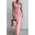 thumbnail image 2 of Women’s Sexy Slim One Shoulder Neck Long Dress Sleeveless Summer Cocktail Maxi Dresses for Women Pink L, 2 of 5
