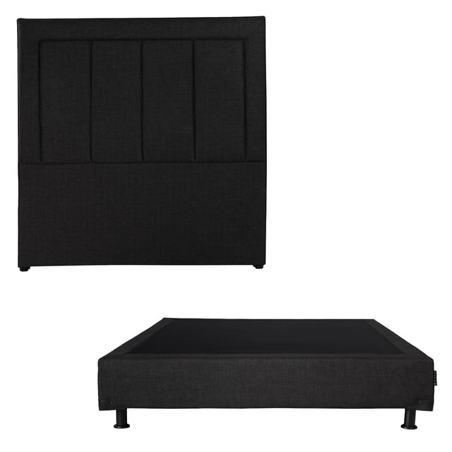 Box Base Cama Matrimonial + Cabecera Davos Negro